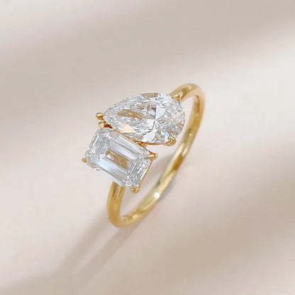 2.12 ctw Vintage Mixed-Cut Lab-Grown Diamond Ring in 18K Yellow Gold – APYFR0392-Y