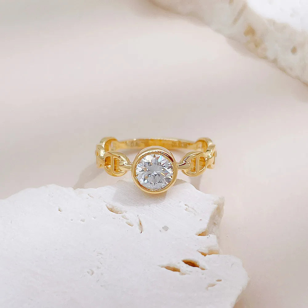 0.54 ct Minimalist Round-Cut Lab-Grown Diamond Ring in 18K Yellow Gold – APYFR0393-Y