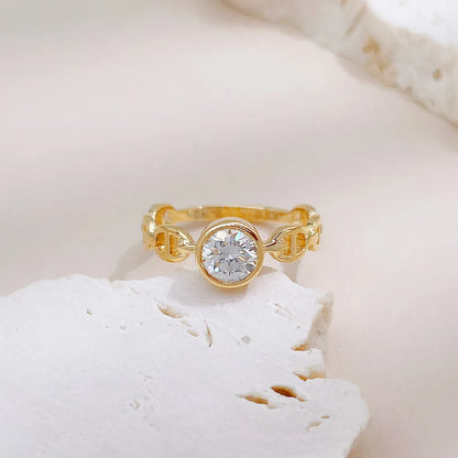 0.54 ct Minimalist Round-Cut Lab-Grown Diamond Ring in 18K Yellow Gold – APYFR0393-Y