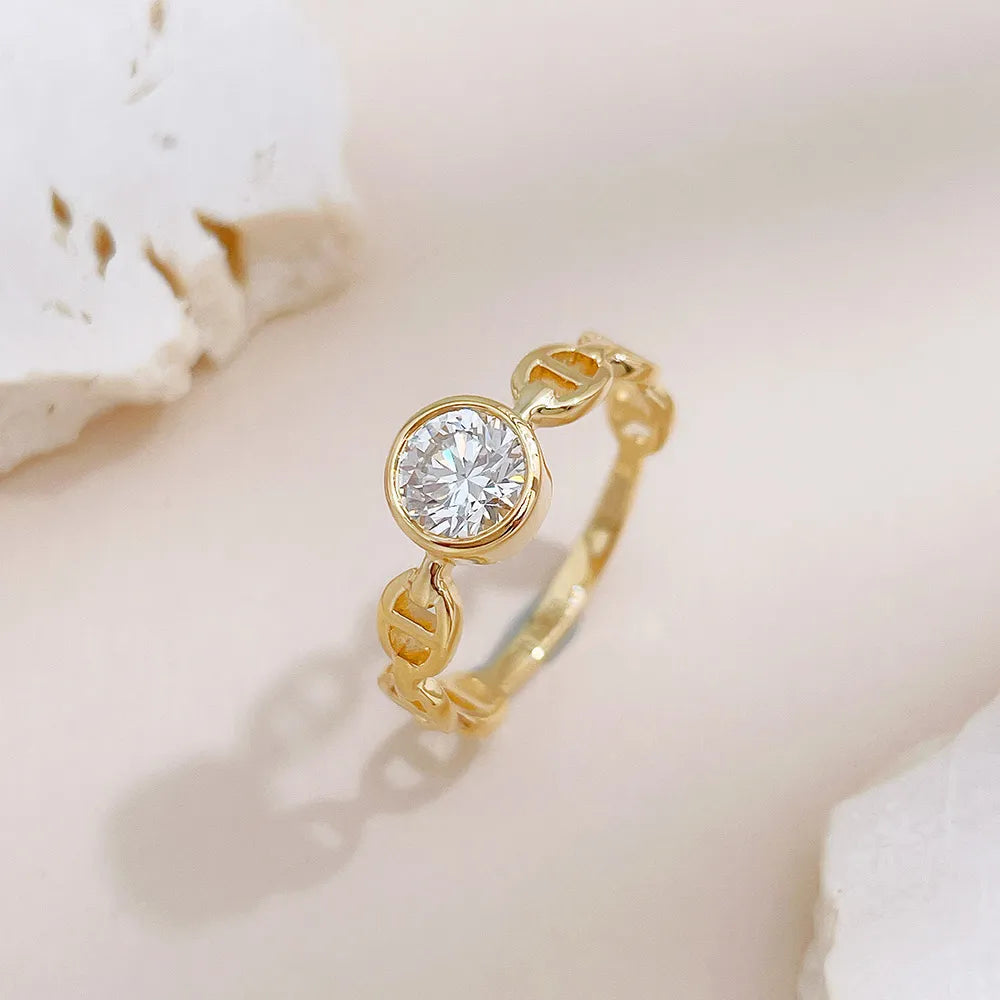0.54 ct Minimalist Round-Cut Lab-Grown Diamond Ring in 18K Yellow Gold – APYFR0393-Y