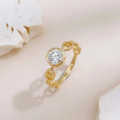 0.54 ct Minimalist Round-Cut Lab-Grown Diamond Ring in 18K Yellow Gold – APYFR0393-Y