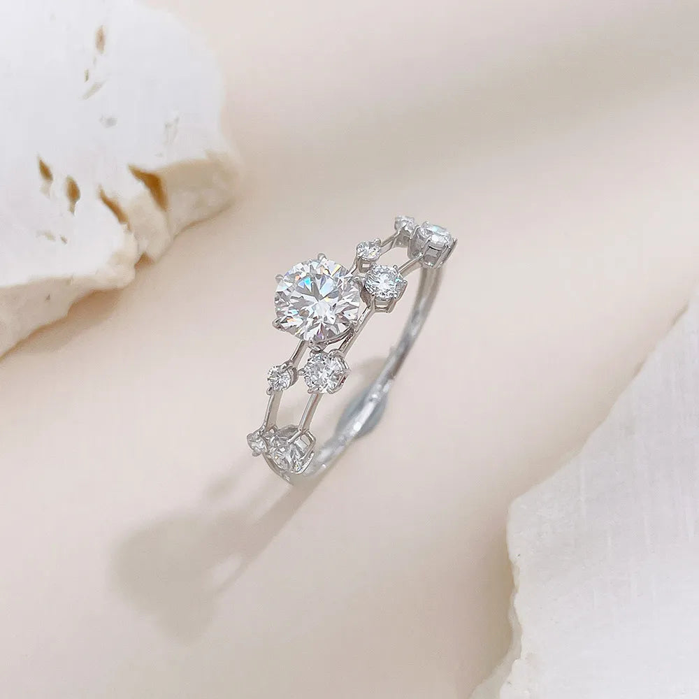 0.54 ct Celestial Six-Prong Round-Cut Lab-Grown Diamond Ring in 18K White Gold – APYFR0395-W