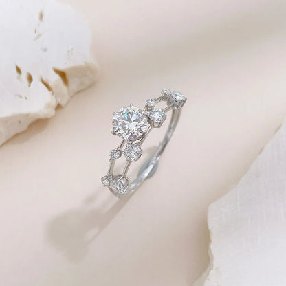 0.54 ct Celestial Six-Prong Round-Cut Lab-Grown Diamond Ring in 18K White Gold – APYFR0395-W
