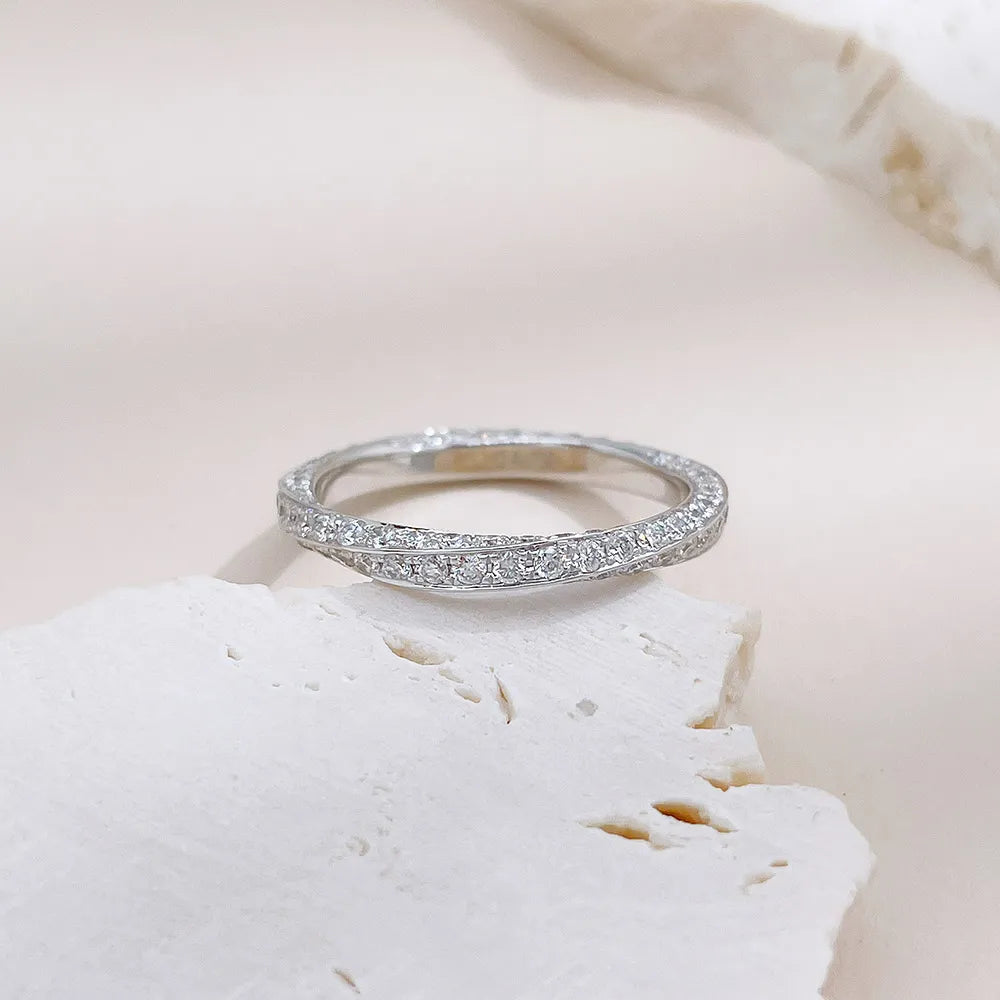 1.01 ctw Pavé Round-Cut Lab-Grown Diamond Band in 18K White Gold