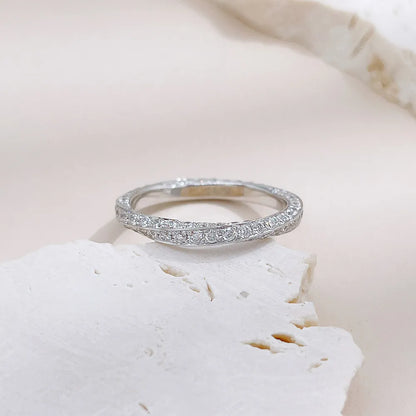 1.01 ctw Pavé Round-Cut Lab-Grown Diamond Band in 18K White Gold