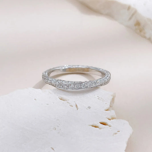 1.01 ctw Pavé Round-Cut Lab-Grown Diamond Band in 18K White Gold