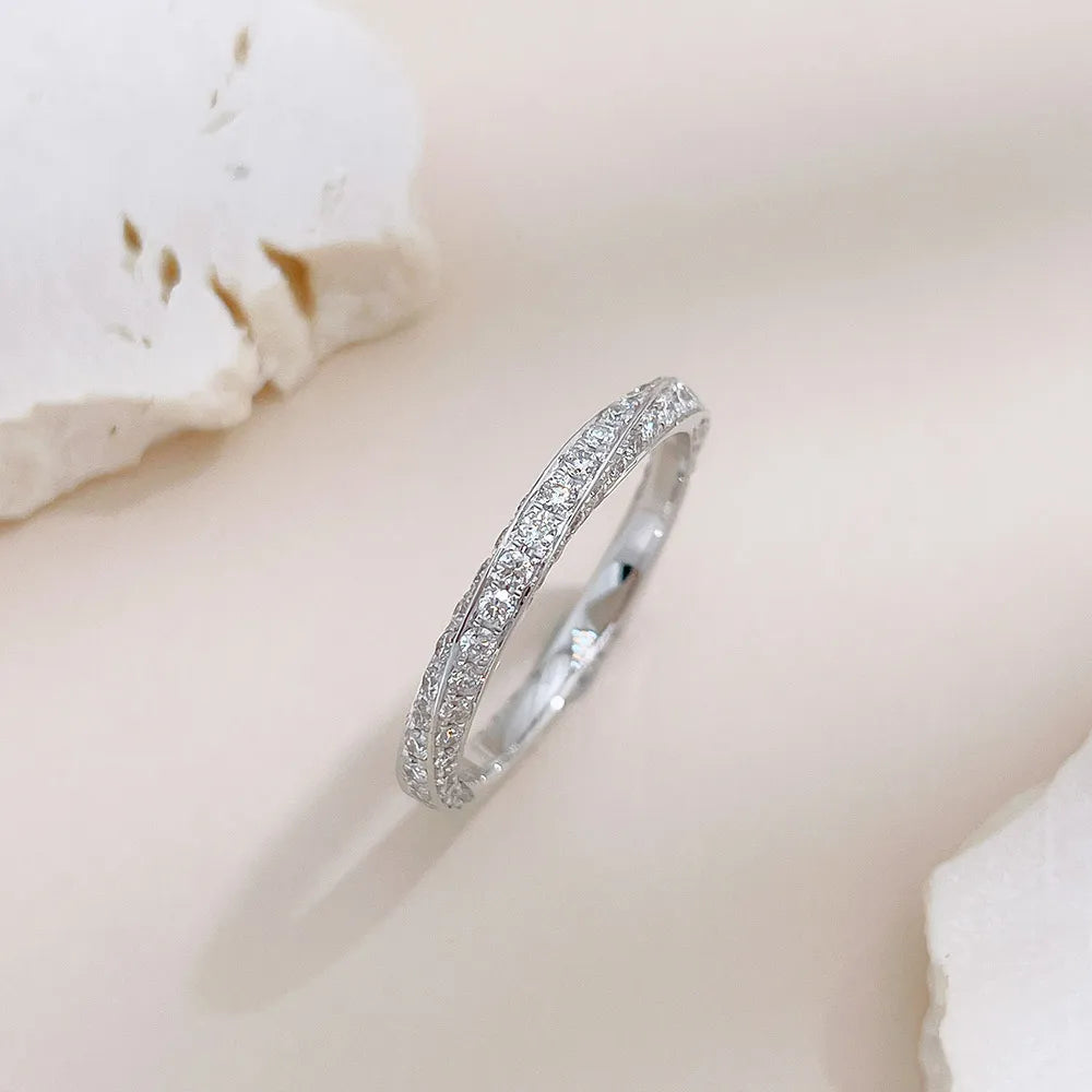 1.01 ctw Pavé Round-Cut Lab-Grown Diamond Band in 18K White Gold