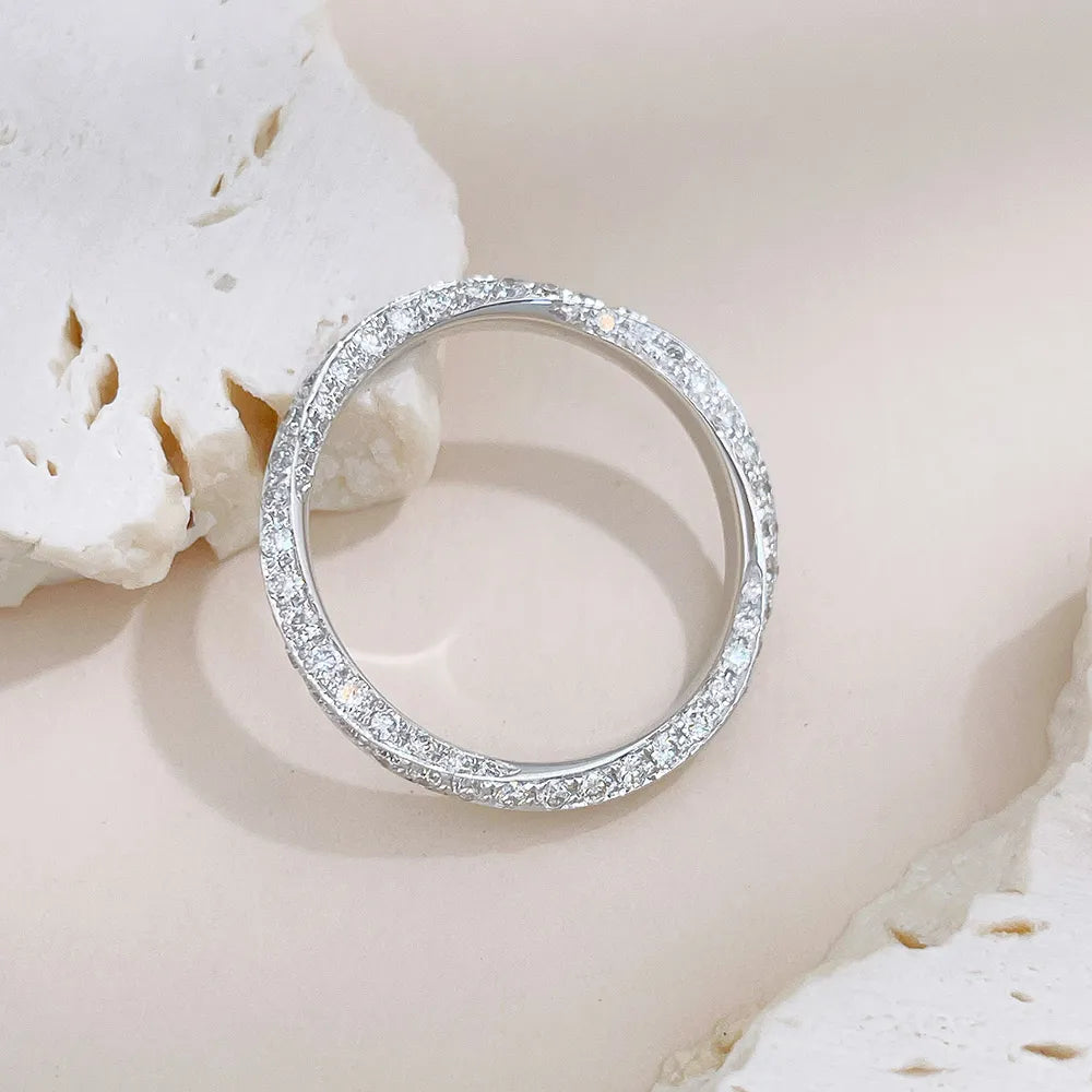 1.01 ctw Pavé Round-Cut Lab-Grown Diamond Band in 18K White Gold