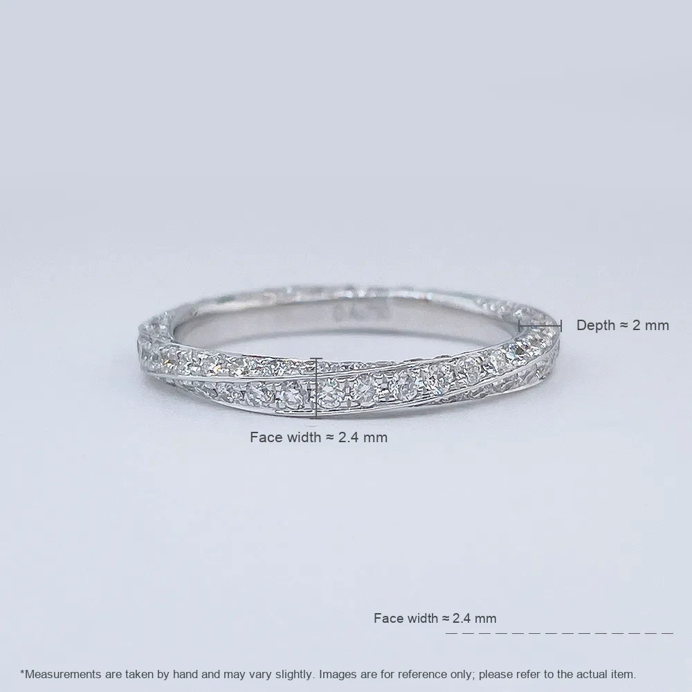 1.01 ctw Pavé Round-Cut Lab-Grown Diamond Band in 18K White Gold