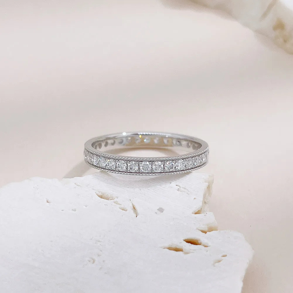 0.49 ctw Statement Stackable Princess-Cut Lab-Grown Diamond Band in 18K White Gold