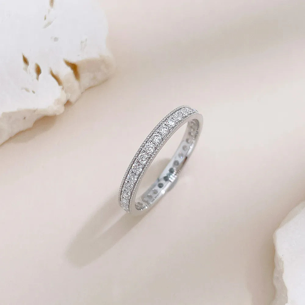 0.49 ctw Statement Stackable Princess-Cut Lab-Grown Diamond Band in 18K White Gold