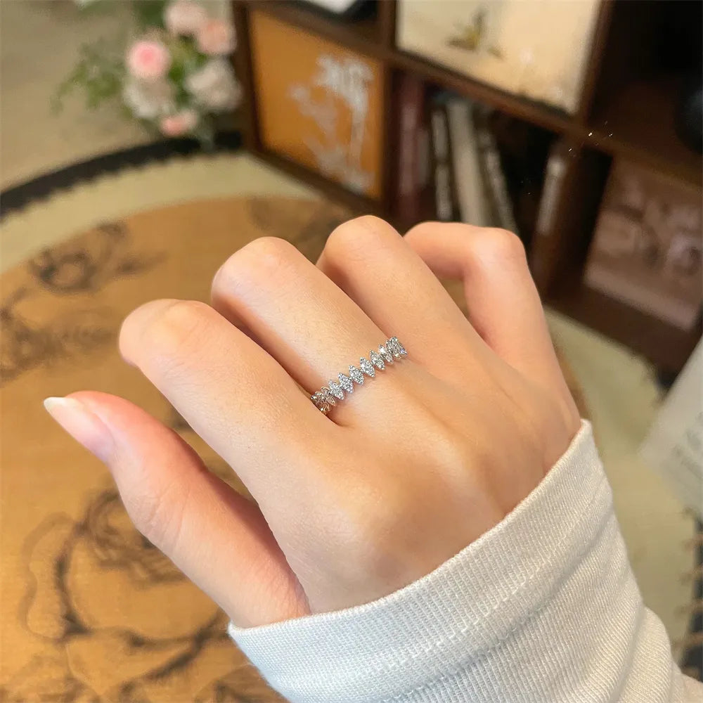 0.54 ctw Marquise-Cut Lab-Grown Diamond Band in 18K White Gold