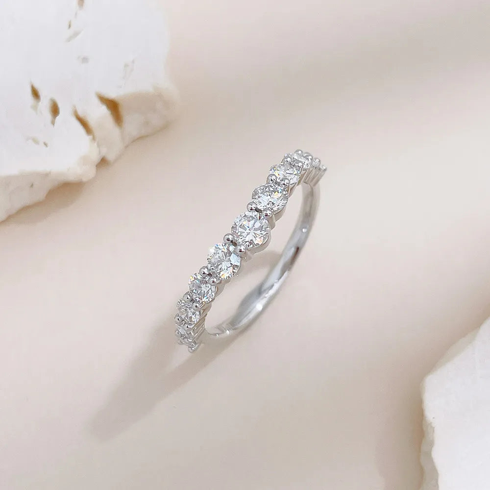 0.83 ctw Minimalist Round-Cut Lab-Grown Diamond Band in 18K White Gold