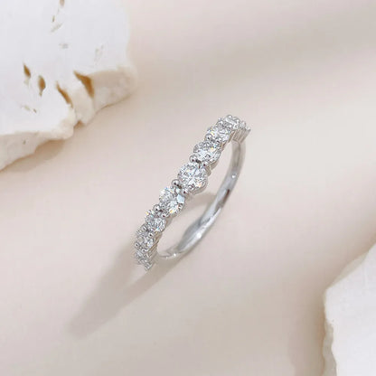0.83 ctw Minimalist Round-Cut Lab-Grown Diamond Band in 18K White Gold