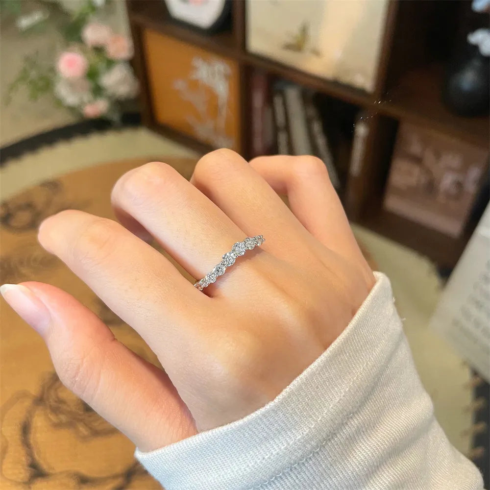 0.83 ctw Minimalist Round-Cut Lab-Grown Diamond Band in 18K White Gold