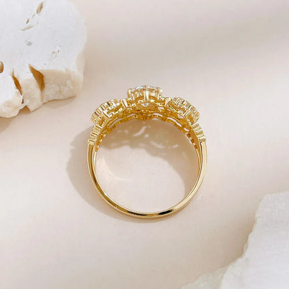 0.55 ct Vintage Round-Cut Lab-Grown Diamond Three-Stone Ring in 18K Yellow Gold