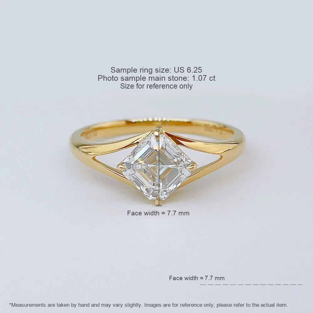1.07 ct Cross Four-Prong Princess-Cut Lab-Grown Diamond Ring in 18K Yellow Gold