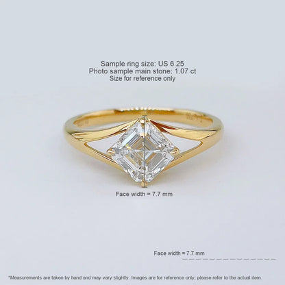 1.07 ct Cross Four-Prong Princess-Cut Lab-Grown Diamond Ring in 18K Yellow Gold