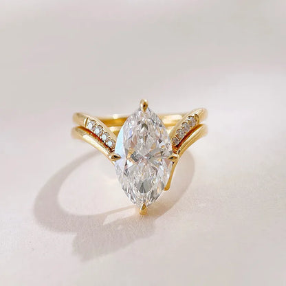 3.01 ct Heart Marquise-Cut Lab-Grown Diamond Ring in 18K Yellow Gold