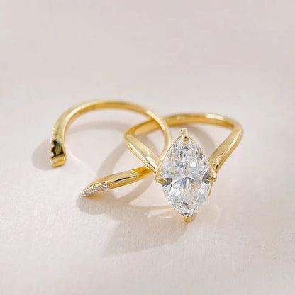 3.01 ct Heart Marquise-Cut Lab-Grown Diamond Ring in 18K Yellow Gold