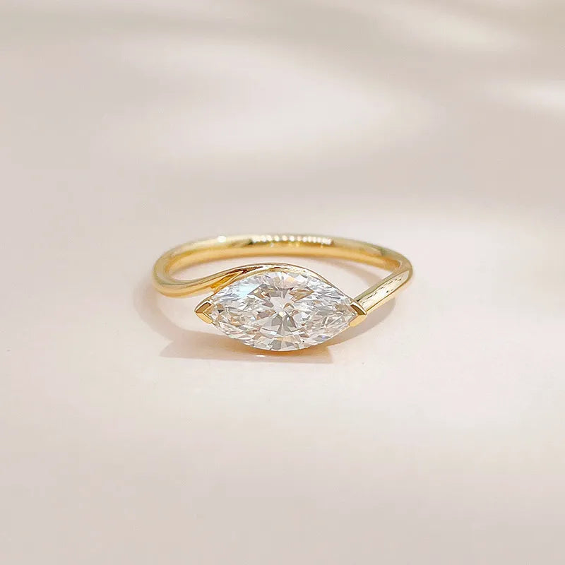 1.09 ct Minimalist Marquise-Cut Lab-Grown Diamond Solitaire Ring in 18K Yellow Gold