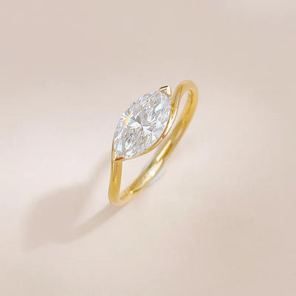1.09 ct Minimalist Marquise-Cut Lab-Grown Diamond Solitaire Ring in 18K Yellow Gold