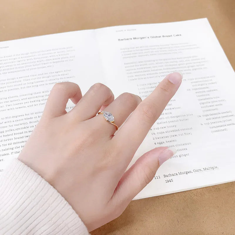 1.09 ct Minimalist Marquise-Cut Lab-Grown Diamond Solitaire Ring in 18K Yellow Gold