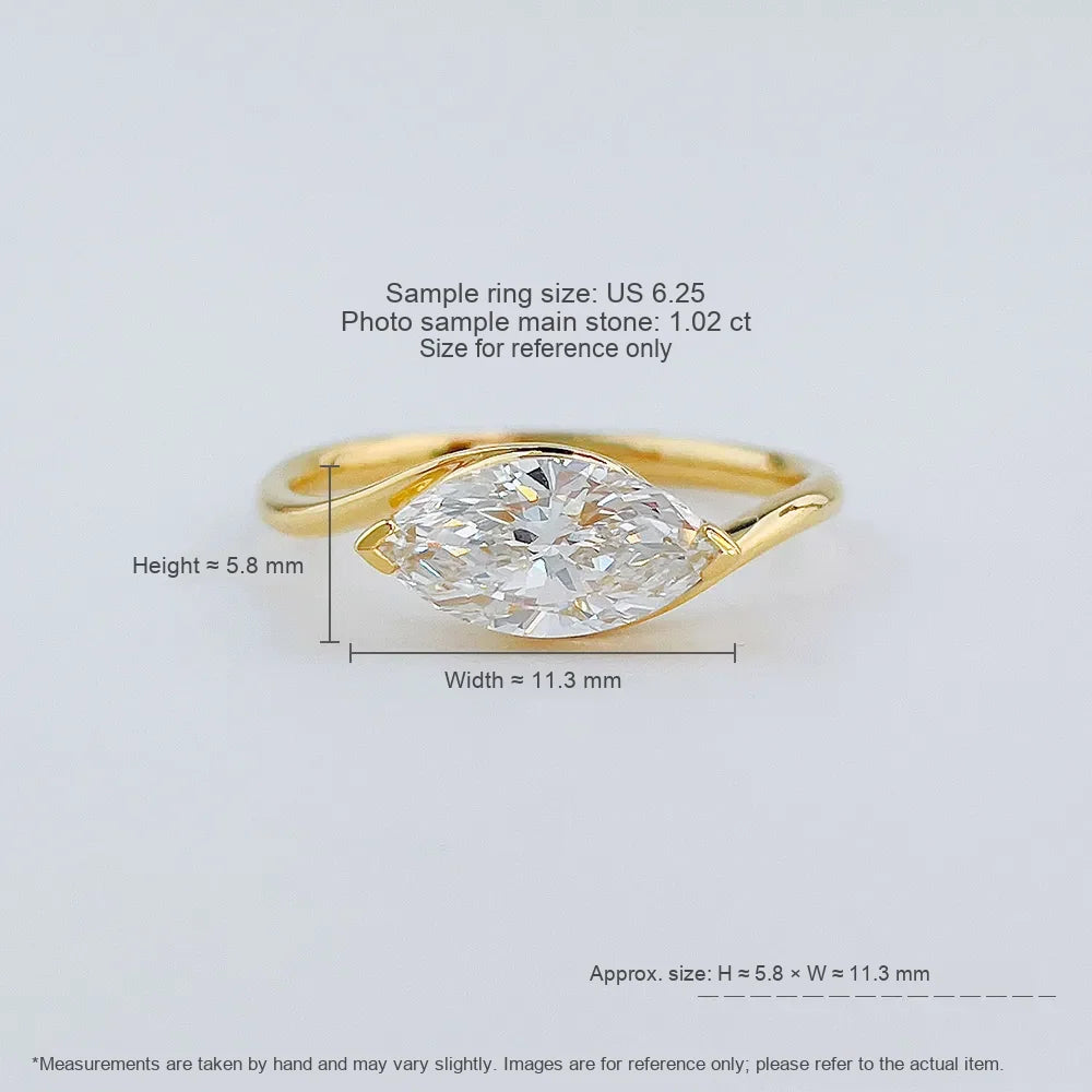 1.09 ct Minimalist Marquise-Cut Lab-Grown Diamond Solitaire Ring in 18K Yellow Gold