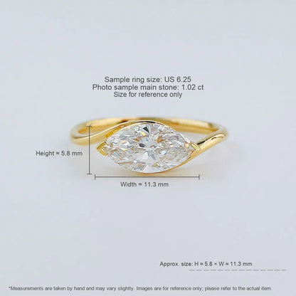 1.09 ct Minimalist Marquise-Cut Lab-Grown Diamond Solitaire Ring in 18K Yellow Gold