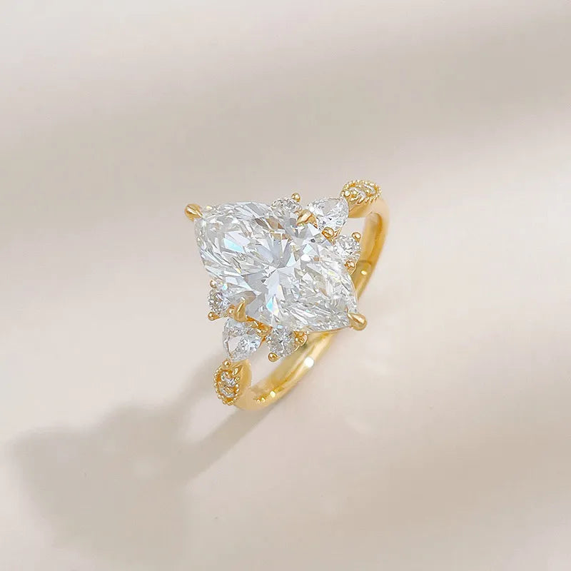 3.01 ct Floral Marquise-Cut Lab-Grown Diamond Ring in 18K Yellow Gold