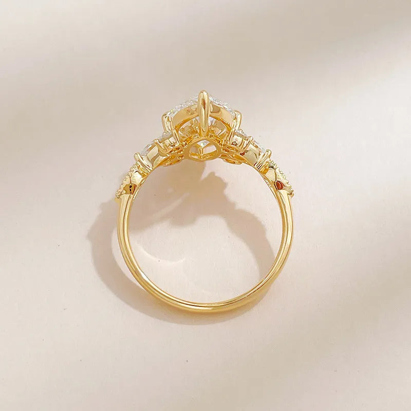 3.01 ct Floral Marquise-Cut Lab-Grown Diamond Ring in 18K Yellow Gold