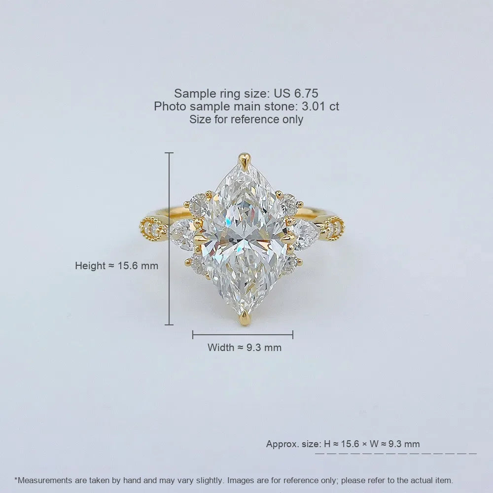 3.01 ct Floral Marquise-Cut Lab-Grown Diamond Ring in 18K Yellow Gold