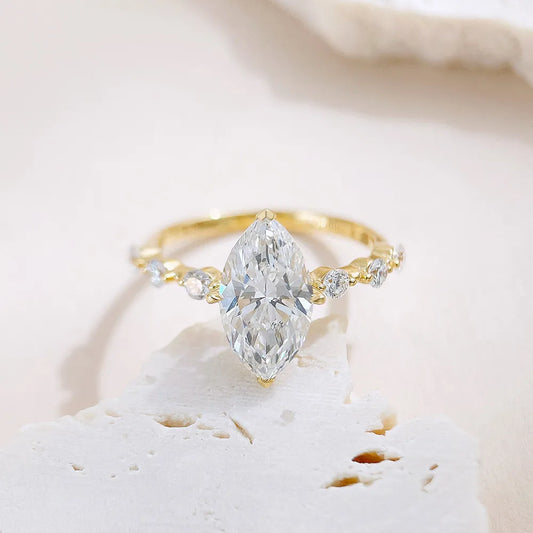 2.01 ct Stackable Marquise-Cut Lab-Grown Diamond Ring in 18K Yellow Gold