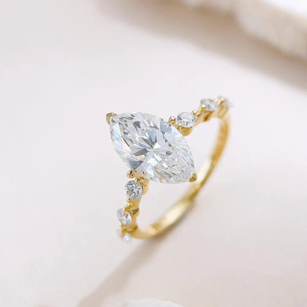 2.01 ct Stackable Marquise-Cut Lab-Grown Diamond Ring in 18K Yellow Gold