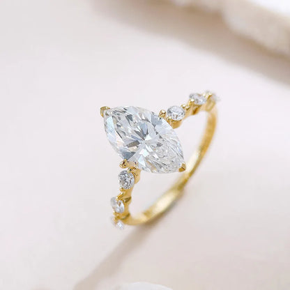 2.01 ct Stackable Marquise-Cut Lab-Grown Diamond Ring in 18K Yellow Gold