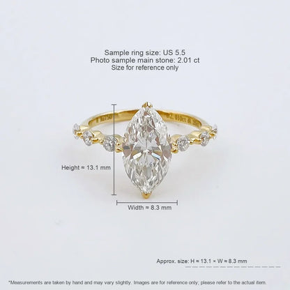 2.01 ct Stackable Marquise-Cut Lab-Grown Diamond Ring in 18K Yellow Gold