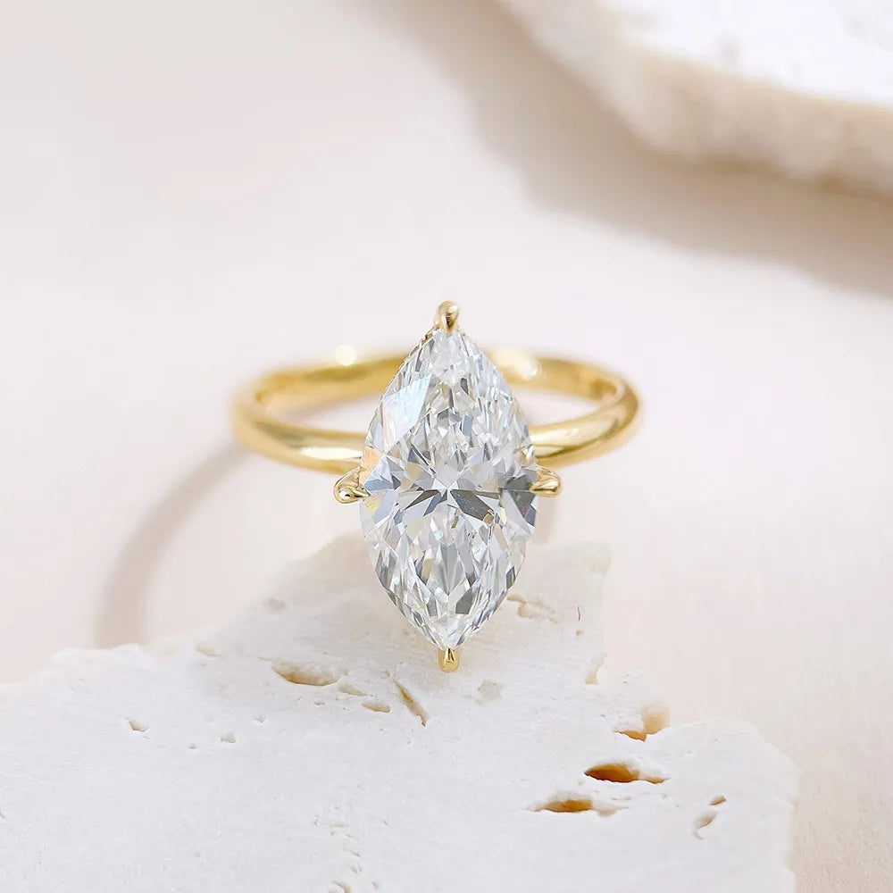 3.03 ct Minimalist Marquise-Cut Lab-Grown Diamond Ring in 18K Yellow Gold – APYFR0410-Y