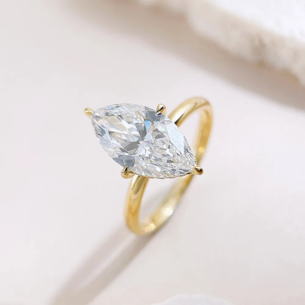 3.03 ct Minimalist Marquise-Cut Lab-Grown Diamond Ring in 18K Yellow Gold – APYFR0410-Y