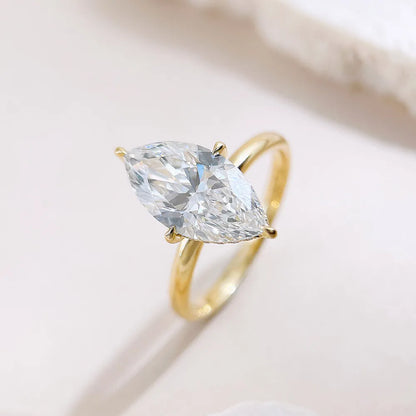 3.03 ct Minimalist Marquise-Cut Lab-Grown Diamond Ring in 18K Yellow Gold – APYFR0410-Y