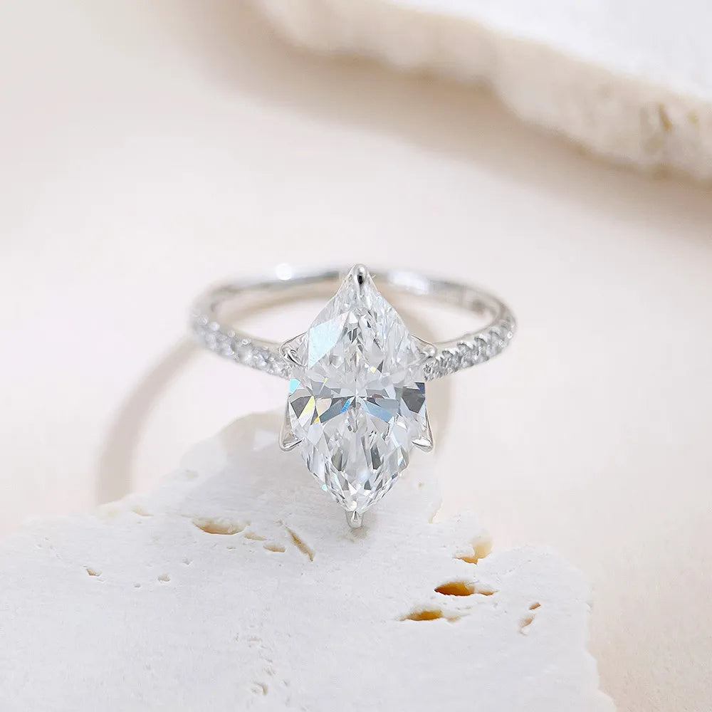 3.07 ct Marquise-Cut Lab-Grown Diamond Ring in 18K White Gold