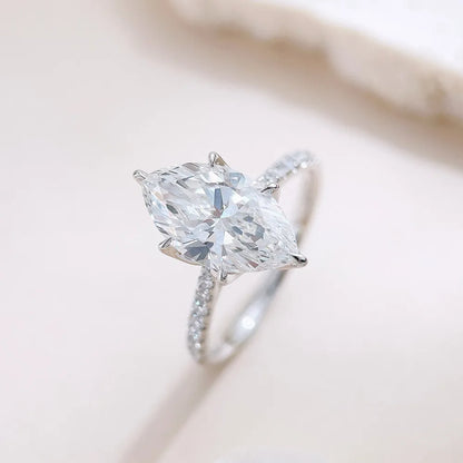 3.07 ct Marquise-Cut Lab-Grown Diamond Ring in 18K White Gold