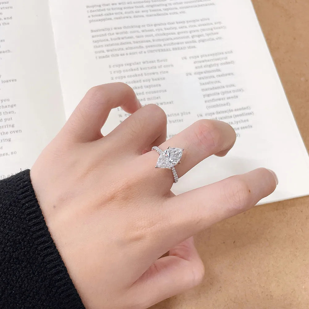 3.07 ct Marquise-Cut Lab-Grown Diamond Ring in 18K White Gold