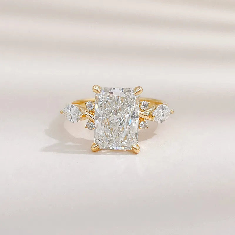 3.03 ct Vintage Radiant-Cut Lab-Grown Diamond Ring in 18K Yellow Gold