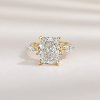 3.03 ct Vintage Radiant-Cut Lab-Grown Diamond Ring in 18K Yellow Gold