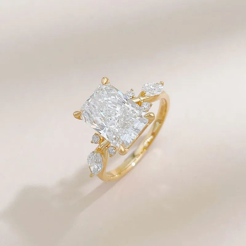 3.03 ct Vintage Radiant-Cut Lab-Grown Diamond Ring in 18K Yellow Gold