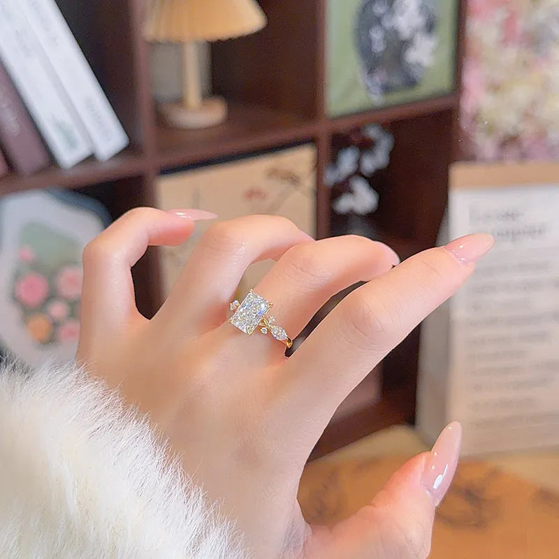 3.03 ct Vintage Radiant-Cut Lab-Grown Diamond Ring in 18K Yellow Gold