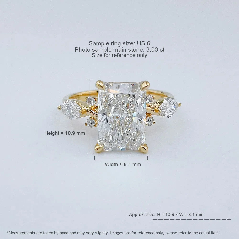 3.03 ct Vintage Radiant-Cut Lab-Grown Diamond Ring in 18K Yellow Gold