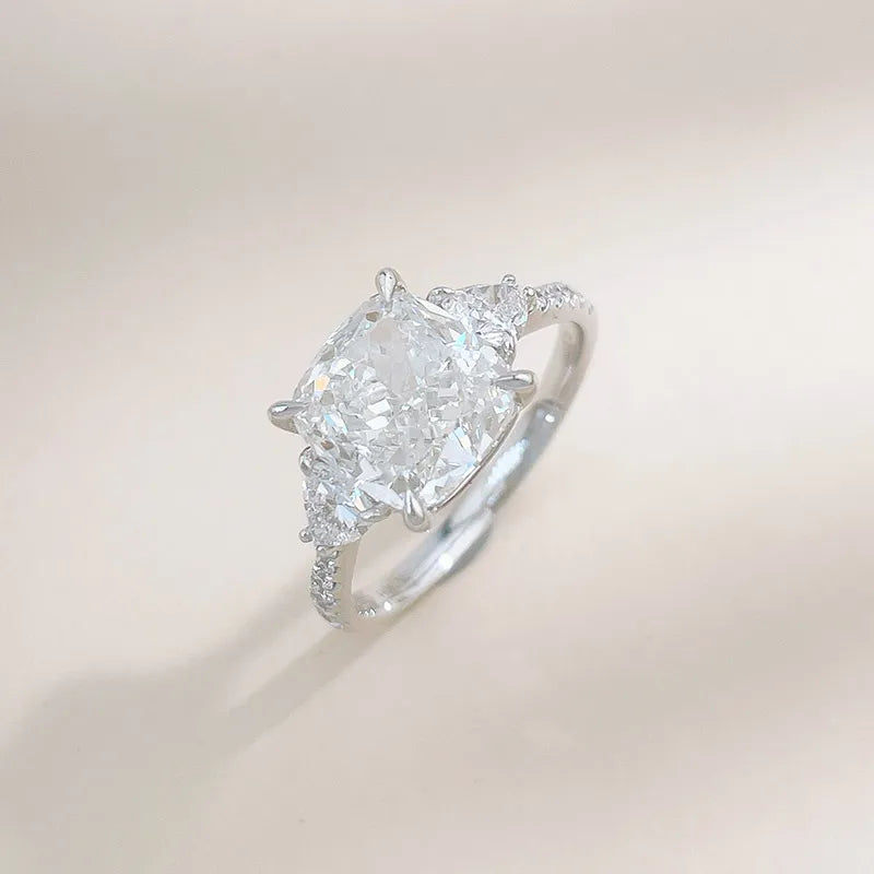 3.15 ct Vintage Four-Prong Round-Cut Lab-Grown Diamond Three-Stone Ring in 18K White Gold
