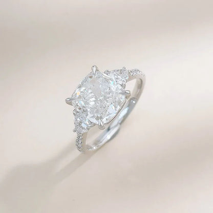 3.15 ct Vintage Four-Prong Round-Cut Lab-Grown Diamond Three-Stone Ring in 18K White Gold