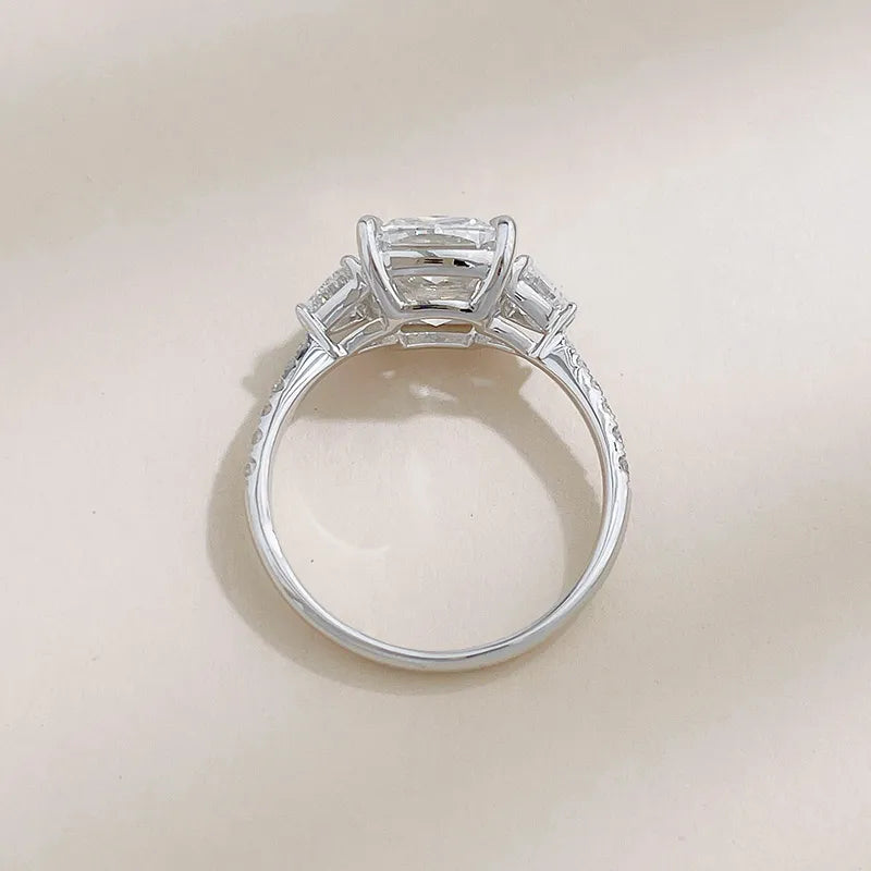 3.15 ct Vintage Four-Prong Round-Cut Lab-Grown Diamond Three-Stone Ring in 18K White Gold